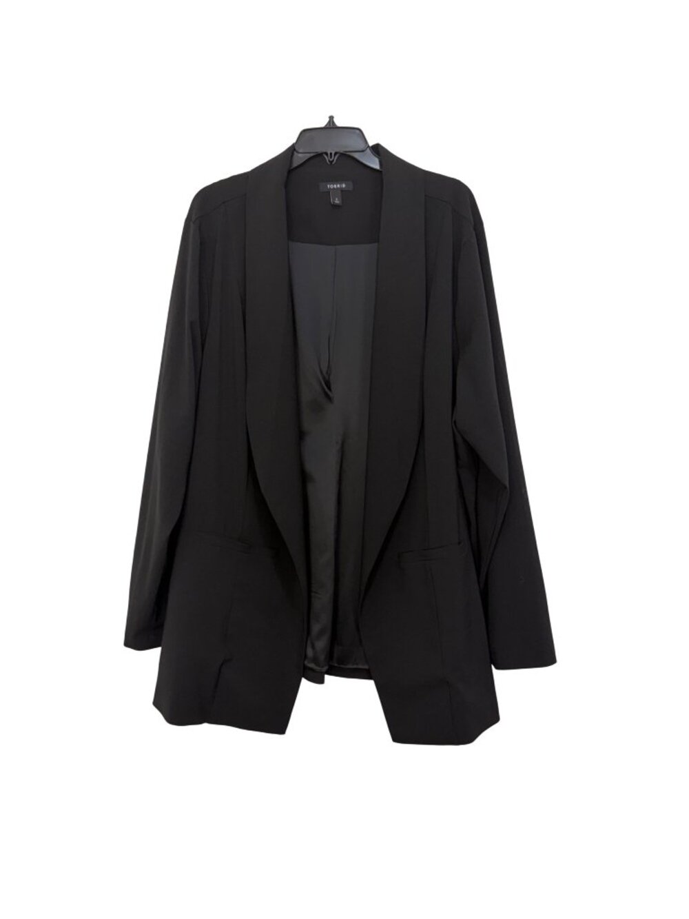 Torrid Black Open Front Blazer Mid Lenght Blazer Jacket Size 3 Polyester Lined